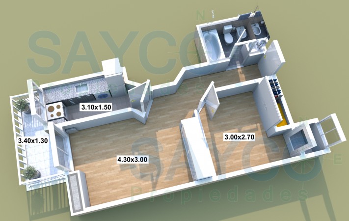 Venta 2 ambientes c/balcón muy buena luz