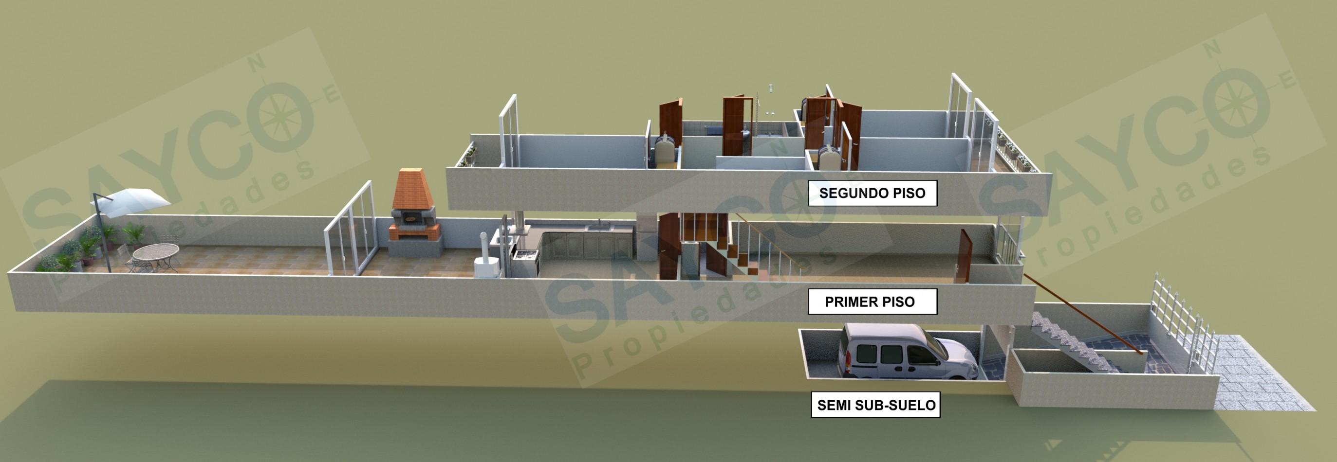 Duplex 4 Ambientes + Cochera + Fondo (4 X 12) + Parrilla + Balcon 