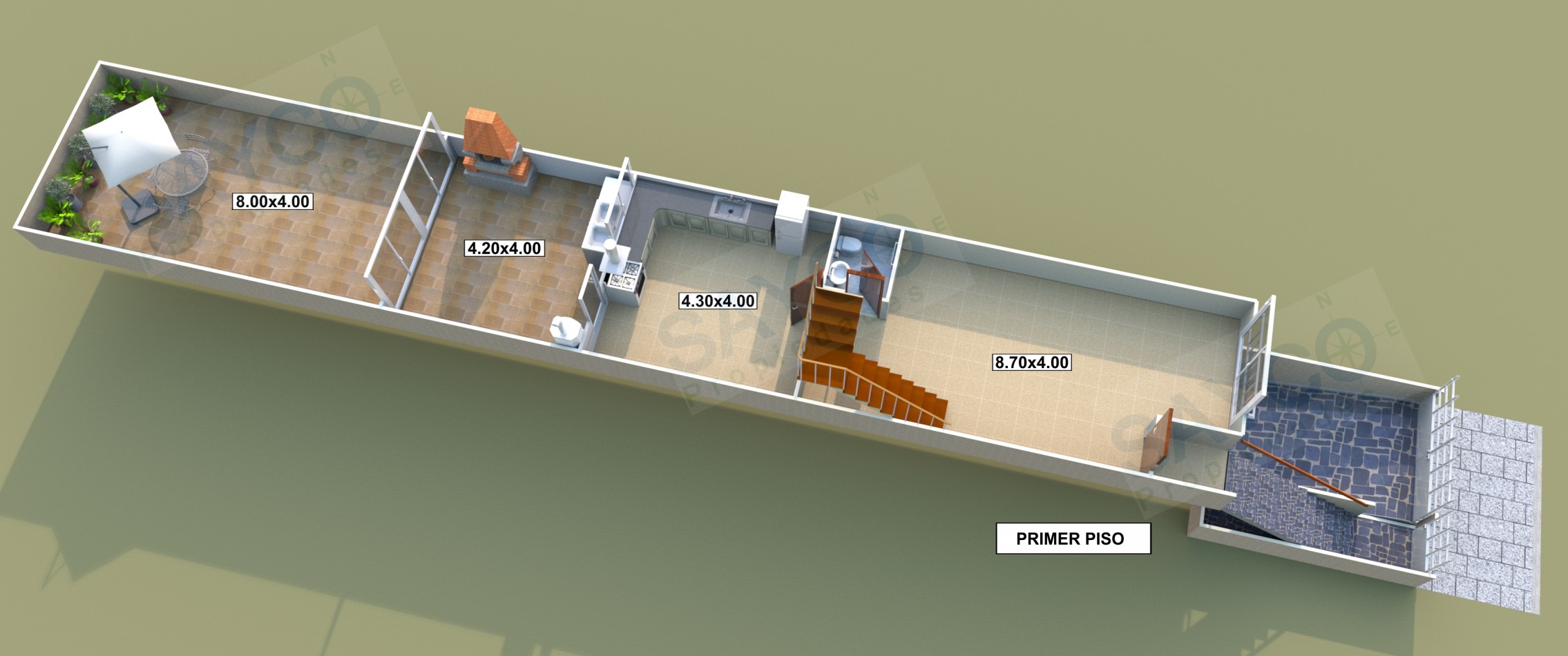 Duplex 4 Ambientes + Cochera + Fondo (4 X 12) + Parrilla + Balcon 