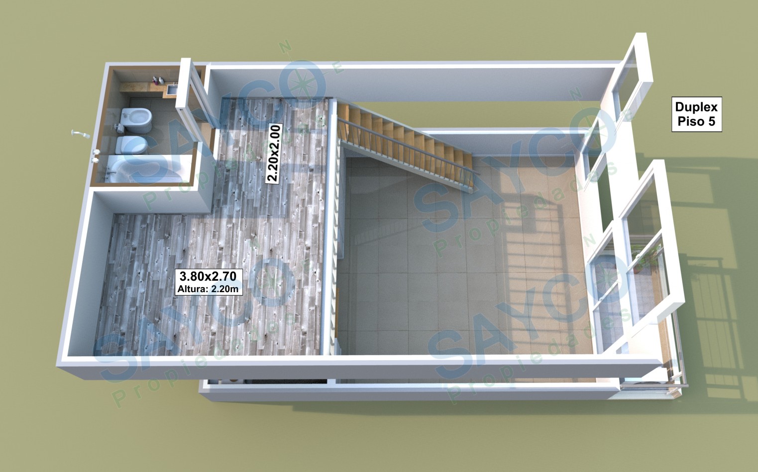 Alquilo Duplex de 2 Ambientes c/2 baños y balcon