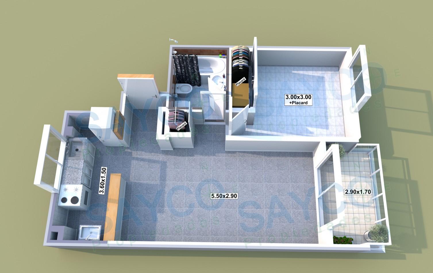 Vendo 2 ambientes c/balcon