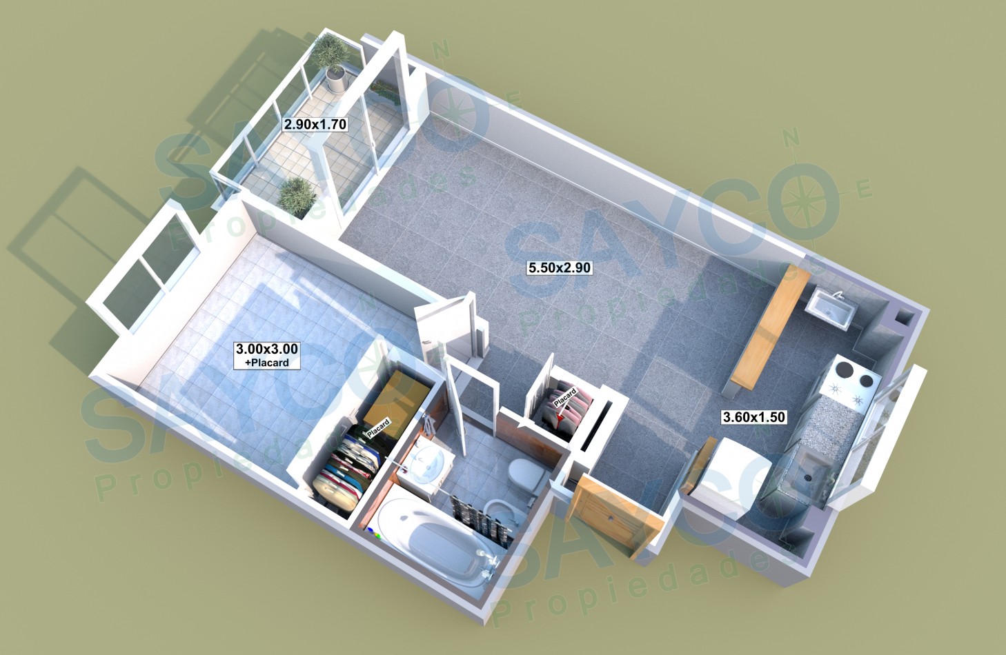Vendo 2 ambientes c/balcon