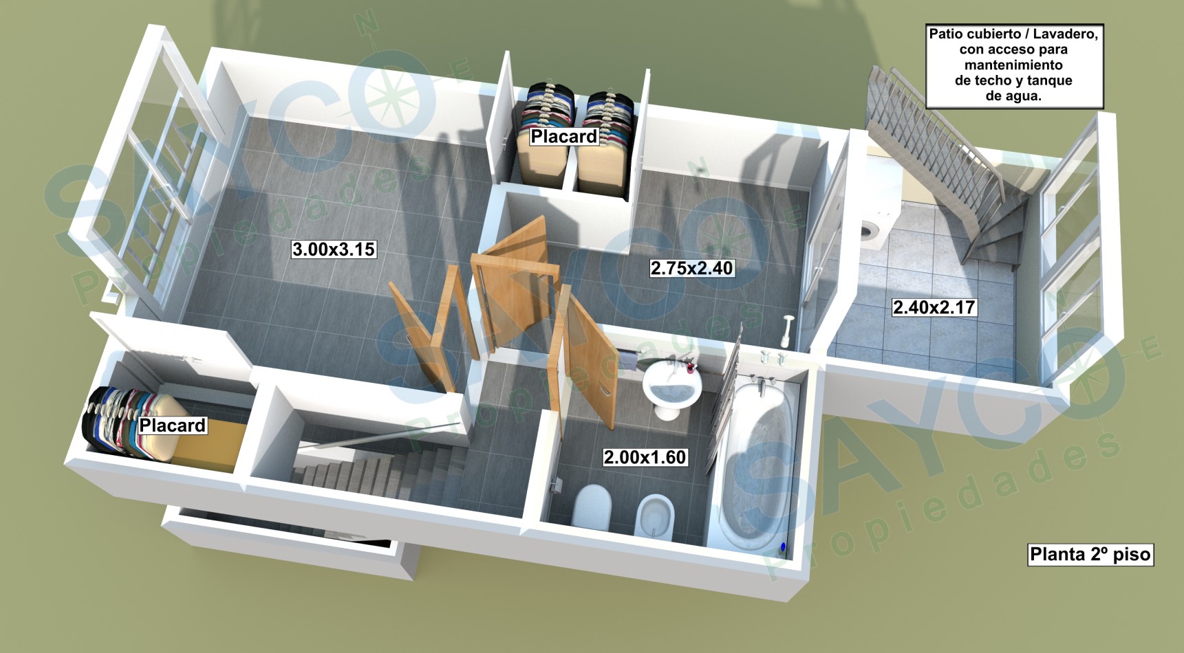 Caballito Hermoso Duplex de 3 Ambientes al Contrafrente, 1er Piso x Escalera: