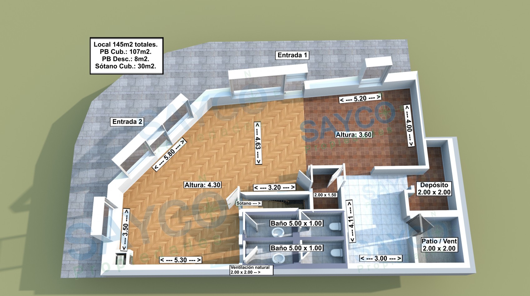 Local comercial en esquina 145m2 c/sotano