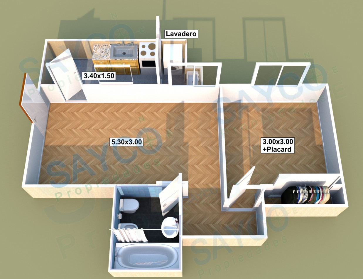 Alquiler 2 ambientes 37m2