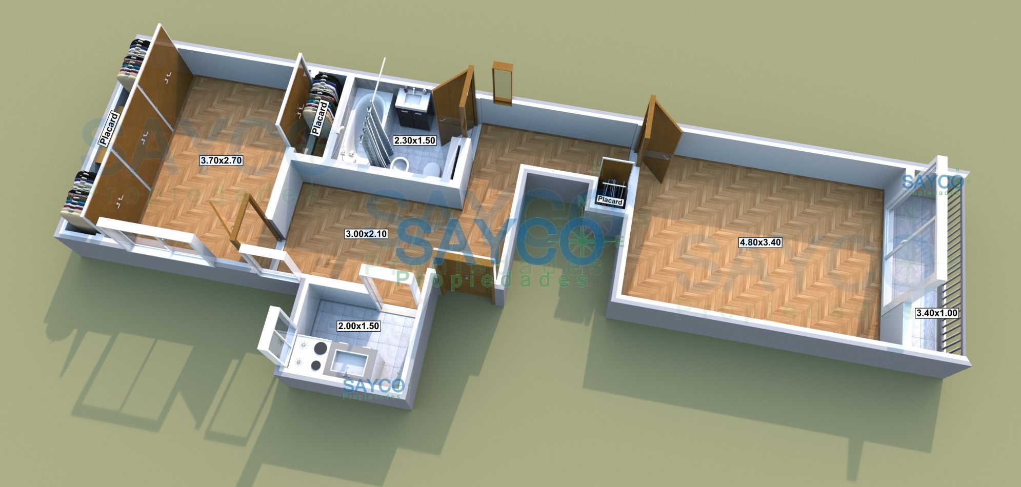 Vendo 2 ambientes con balcon
