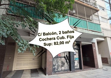 3 Ambientes + Cochera + Balcon + 2 Baños + Sup: 82,00 m²